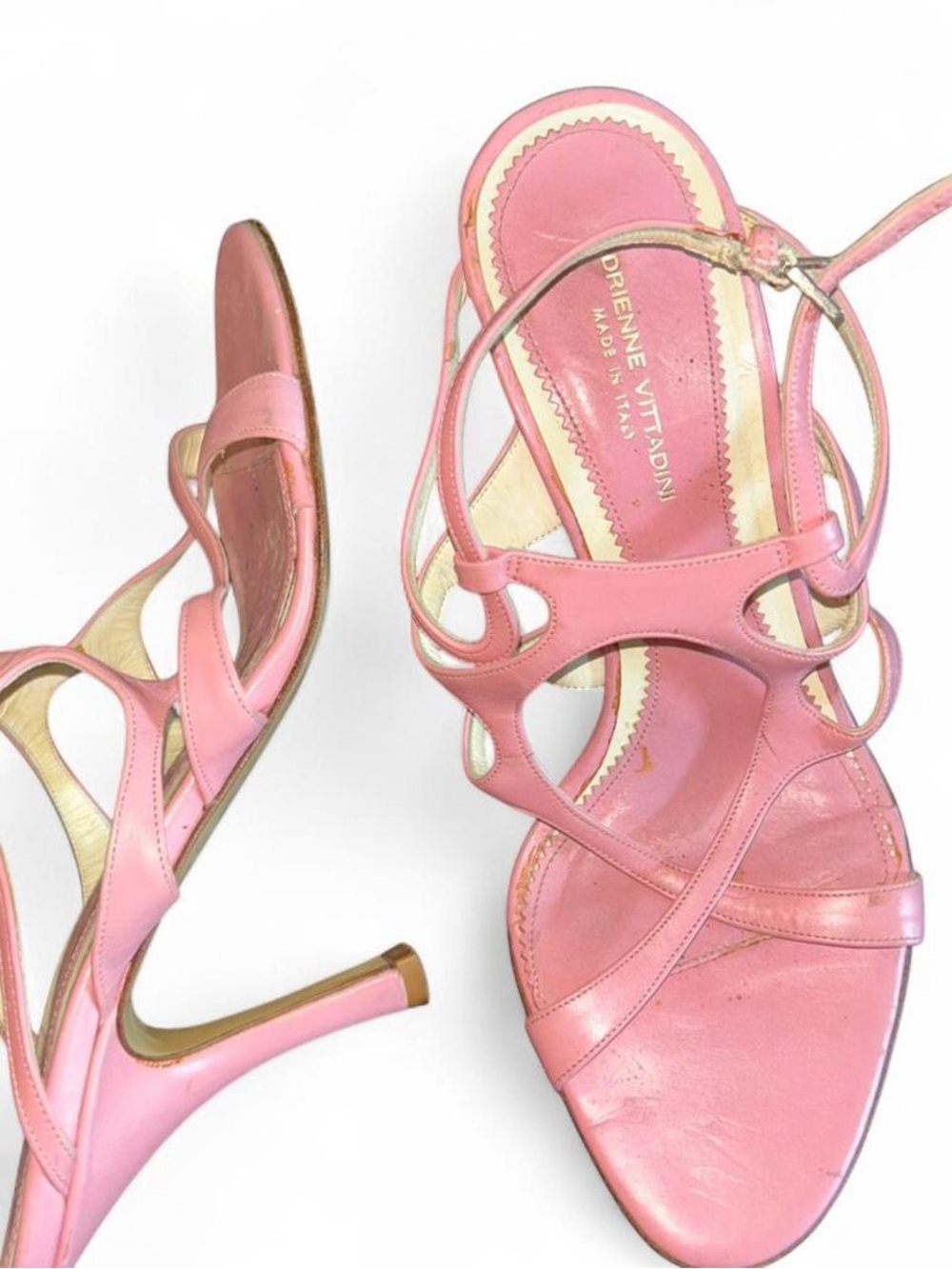 Pink Leather Cutout Sandals - Picture 3 of 5